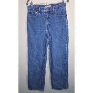 Madewell Slim Wide-Leg Jeans Women 27 Blue Full Length High Rise Stretch Denim